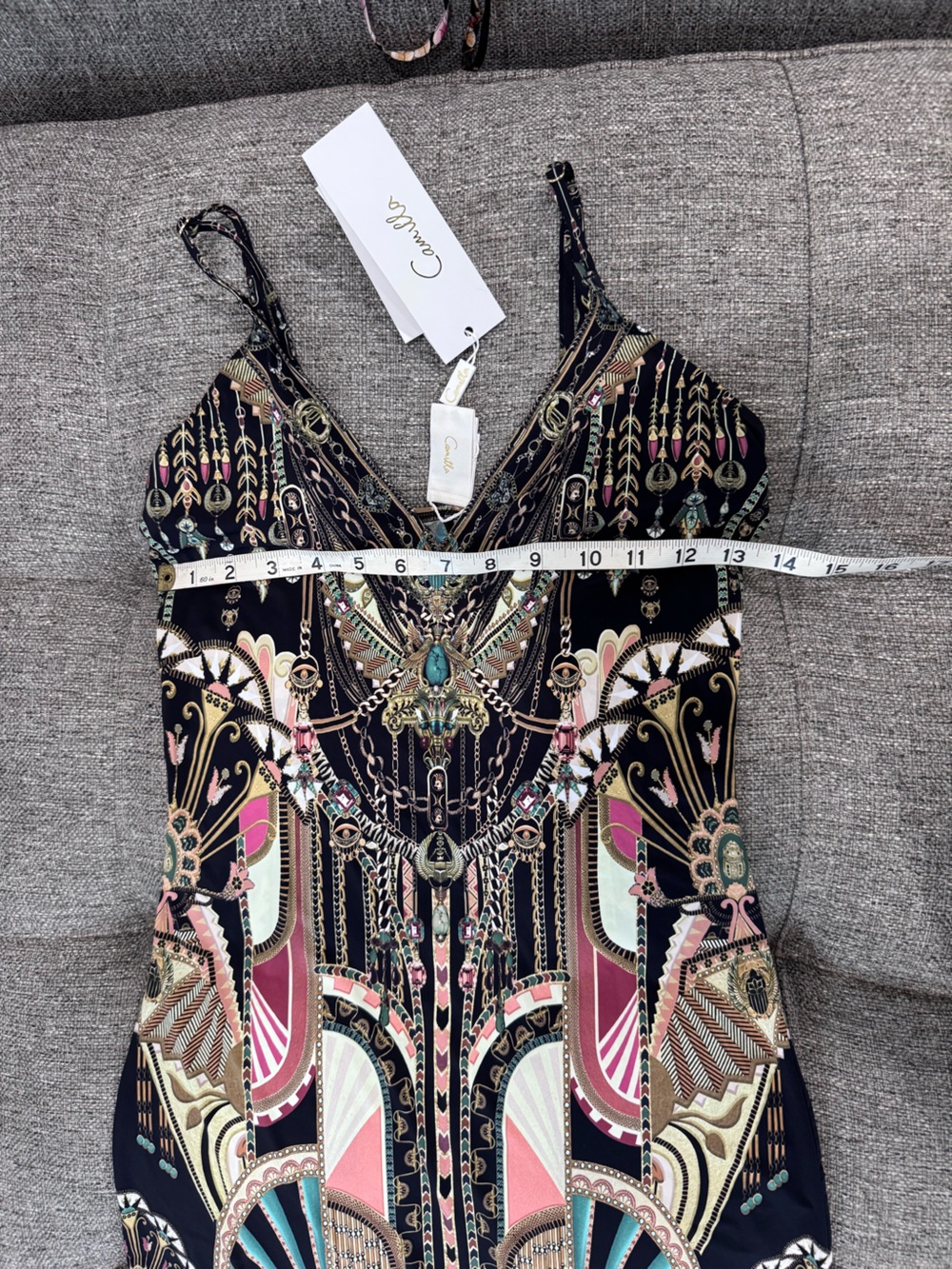Camilla They Called Her Nefertari V Neck Black Multicolor Mini Dress size XS - Picture 5 of 9